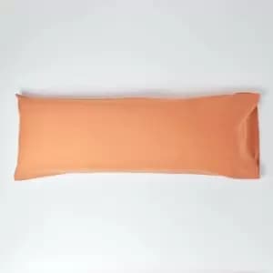 Image of Burnt Orange Linen Body Pillowcase - Orange - Homescapes