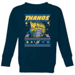 Image of Thanos Christmas Knit Kids Christmas Sweatshirt - Navy - 11-12 Years