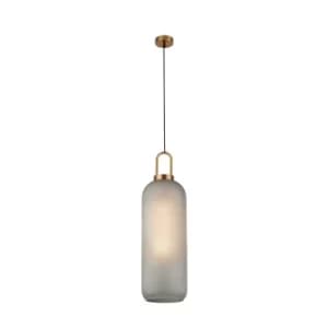 Image of Pipette 1 Light Pendant, Brass, Acid Glass