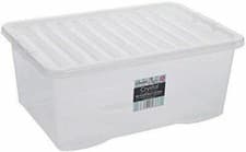 Image of Large Crystal Stacking Plastic Storage Box Container + Clear Clip Lid Home MP
