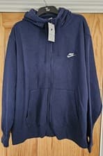 Image of NIKE MEN'S CLUB FULL ZIP FLEECE HOODIE NAVY