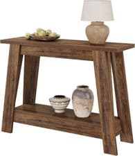 Image of Farmhouse Console Table, 2-Tier Wooden Entryway Table with Storage,Brown