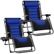 Image of Extra Wide Zero Gravity Chair With Padded Seat Outdoor Garden Folding Recliner