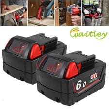 Image of 2X For Milwaukee M18 18V Extended Capacity Battery Lithium XC 6.0 AH 48-11-1860