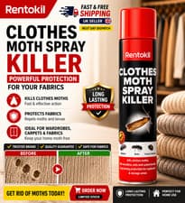 Image of Rentokil Moth Spray 300ml Clothes Fabric Carpet Wardrobe Protection