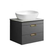 Image of BELOFAY 600mm Wall Mounted Vanity Unit with Basin | 2 Drawers, White WorkTop