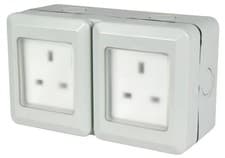 Image of Weatherproof Socket 13 Amp 2 Gang BG Masterplug Unswitched IP55 Rated Grey