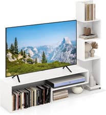 Image of TV Stand 50 Inch Cube Media Unit L Shaped Storage Shelves Rustic Brown Consoles