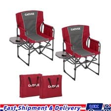 Image of 2 Pack Folding Directors Chair Portable Camping Chair w/Side Table & Bag, Red