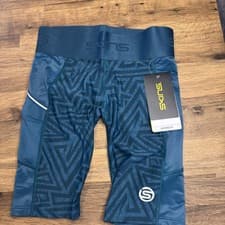 Image of Skins Series 3 Women’s Teal Half Tights Size 12 (M) BNWT Gym Yoga Running