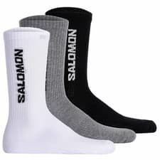 Image of Salomon Unisex Everyday Crew Socks Pack of 3 Black/Grey melange/White UK 7.5-10