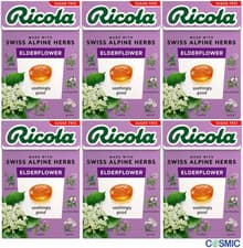 Image of 6 X Ricola Elderflower Sugar Free Natural Herbal Sweets 45g