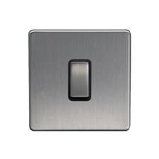 Image of Screwless Single or Double Light Switch 1 or 2 Gang 2 Way Wall Brushed Chrome