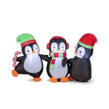 Image of 170 cm LED Lighted Xmas Inflatable Penguin Family Hand in Hand