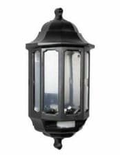 Image of ASD Half Lantern Black Wall Light External Outdoor Polycarbonate & PIR Option