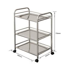 Image of 3 Tier Silver Metal Kitchen Trolley W Wheels Stainless Steel Storage Salon Cart