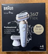 Image of Braun Silk-epil 9 Flex women Epilator -White/Gold 4 extras - NEW SEALED