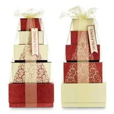 Image of FESTIVE TOWER OF TREATS Hamper Gift Set | Mixed Fudge Biscuits Chocs - RED