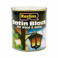 Image of Rustins Quick Dry Satin Black Paint Wood Metal 250ML 500ML 1L
