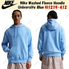 Image of Nike Washed Fleece Hoodie University Blue IQ1219-412 US Size