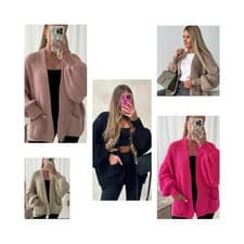 Image of New Women Chunky Knitted Oversized Cardigan Ladies Balloon Long Sleeve Cardigan