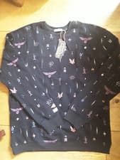 Image of bnwt new superdry black patterned oversize sweatshirt size 8