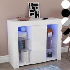 Image of LED Sideboard High Gloss Modern Buffet Cupboard Display Cabinet TV Unit Stand