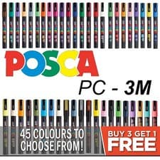 Image of Uni Posca Paint Marker Fine Nib Pens Every Colour PC-3M