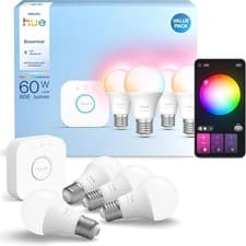 Image of Philips Hue Essential Starter Kit Bridge + 4 E27 Smart White Colour Bulbs