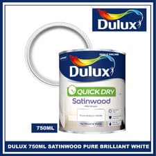 Image of Dulux Retail Quick Dry Satinwood Pure Brilliant White 750ML