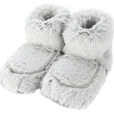 Image of Warmies Microwavable Marshmallow Grey Ladies Slipper Boots Approx Size 3-8 UK