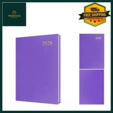 Image of Essential 2026 Day-to-Page A5 Purple Hardcover Yearly Planner Diary