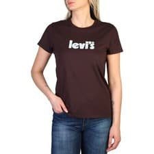Image of Levi's Woman's T Shirt Size M The Perfect Brown Cotton Logo Short Sleeve New