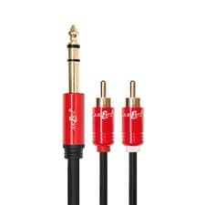 Image of JuicEBitz® 6.35mm 1/4" Inch Jack to 2 x Phono RCA Male Stereo Cable Lead