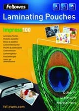 Image of 077511535116 Fellowes A4 Glossy 100 Micron Laminating Pouch - 100 pack FELLOWES