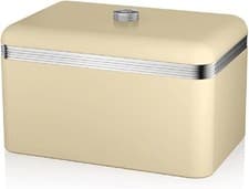 Image of Swan Retro Bread Bin With Handle 18-L - Metal Cream SWKA1010CN Kitchen Storage