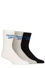 Image of Reebok Socks Mens & Womens -'Foundation' Cotton Crew with Cushioned Sole 3 Pairs