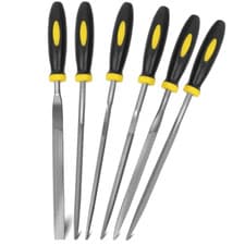 Image of Rolson Needle File Set 140mm 6 Piece - Flat, Half Round, 3 Square, Round & Taper