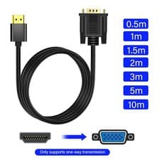 Image of HDMI To VGA Cable Full HD 1080P Cable 1M 2M 5M 10M Long Lead Gold Plated Cable