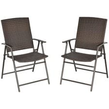 Image of Outsunny 2pcs Rattan Chair Foldable Garden Furniture w/ Armrest Brown