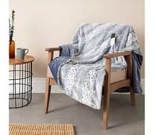 Image of Cozee Home Print Faux Fur and Velvetsoft Throw.BLUE MULTI. Rrp £84. Animal Print