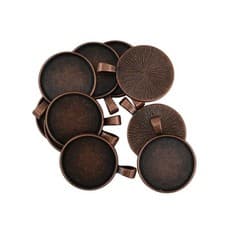 Image of 10 round socket connectors for cabochons, pendants, 25 mm