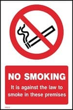 Image of No Smoking It is against the law to smoke these premises Sign -All Sizes (MISC9)