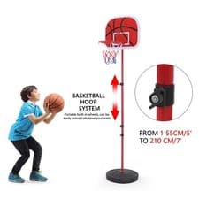 Image of 200cm High Free Adjustable Standing Basketball Hoop Net Backboard Stand Set