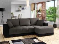 Image of Corner Sofa Bed L-Shaped DALLAS Storage Sleep Function Springs Grey Brown New