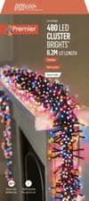 Image of Premier 480 LED Cluster Indoor Outdoor Multi-Action Christmas Tree Light RAINBOW