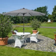 Image of 3m Patio Garden Sun Umbrella Parasol Aluminium Rectangula/Round Parasol Base Set