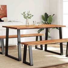 Image of Dining Table with Live Edge 140x80x75 cm Solid Wood Acacia vidaXL