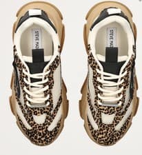 Image of UK 5 STEVE MADDEN Leather-Trim Possession-E Sneakers Brown /Black RRP £120