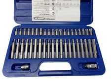 Image of AK219 Sealey TRX Star Spline Hex Bit Set 42pc 3/8" 1/2" Square Drive Car Garage
